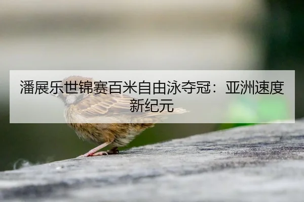 潘展乐世锦赛百米自由泳夺冠：亚洲速度新纪元